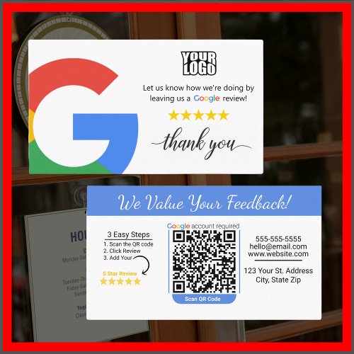 Google Review Card Template With QR Code Link