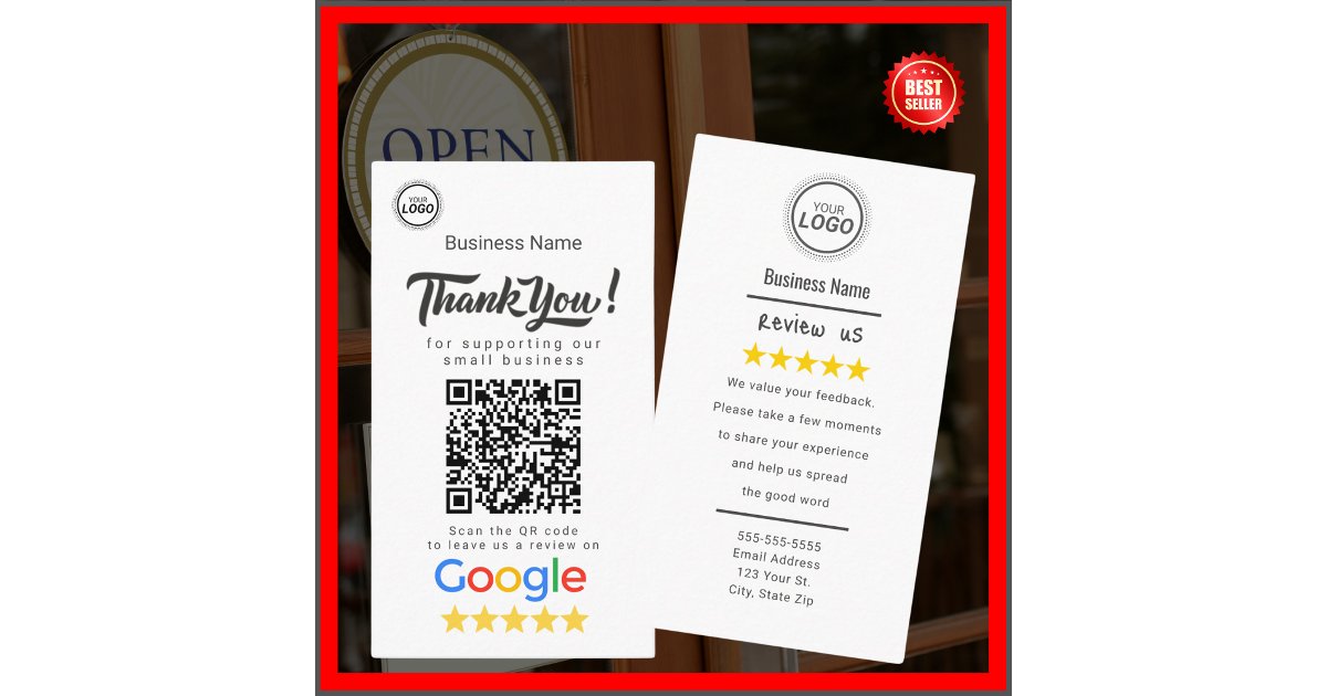 Review Card Example Google Review Card With QR Code Link Template | Zazzle