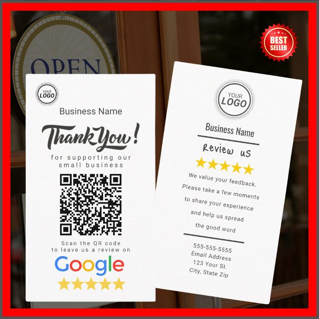 Google Review Card With QR Code Link Template (Creator Uploaded)