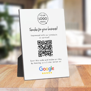 Google Review Easel Sign QR Code Tabletop Plaque