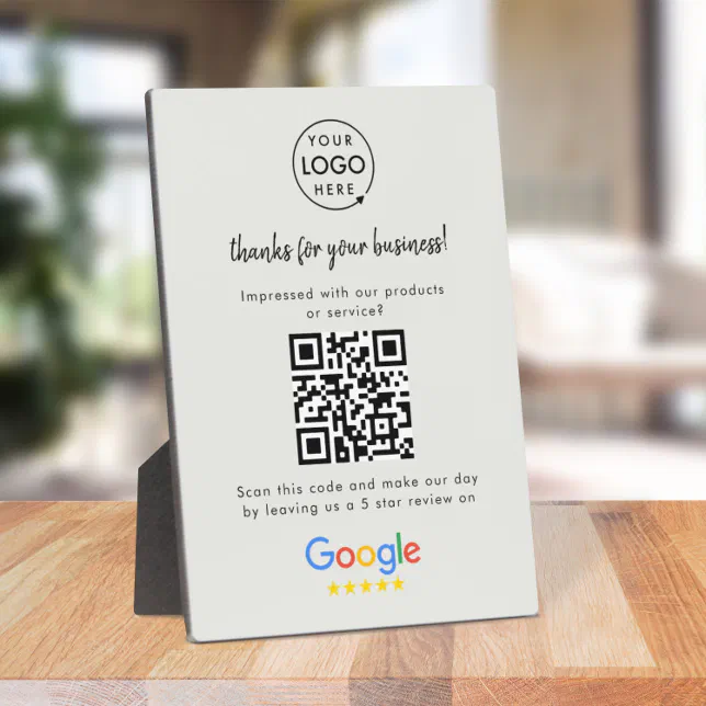 Google Review Link | QR Code Gray Business Reviews Plaque | Zazzle