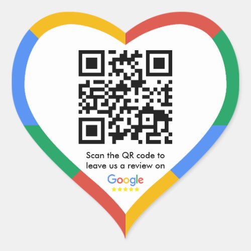 Google Review Link QR Code Heart Sticker