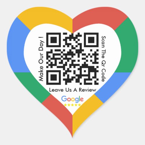 Google Review Link QR Code Heart Sticker
