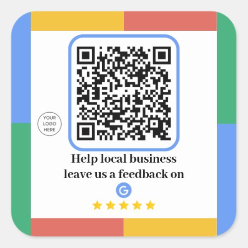 Google Review Link QR Code  Review us on Google S Square Sticker