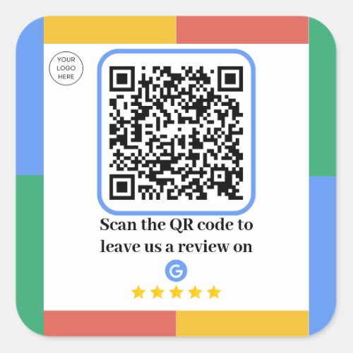 Google Review Link QR Code  Review us on Google Square Sticker