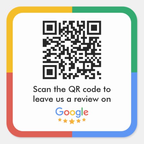 Google Review Link QR Code Square Sticker