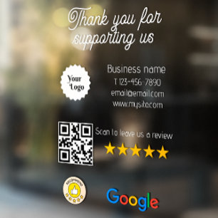 Google Review My Business Black Qr Code Logo  Window Cling