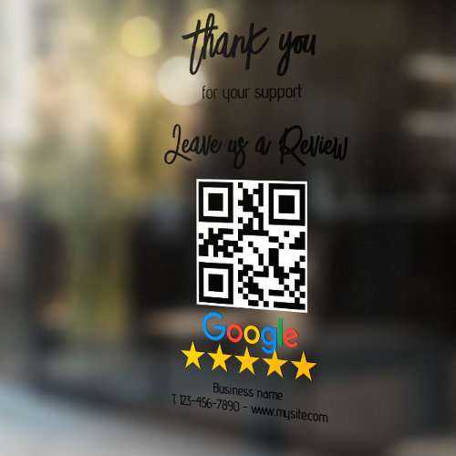 Google Review My Business Black Qr Code Window Cling