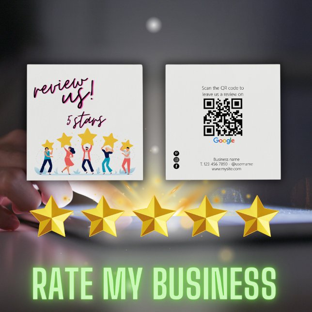 Google Review My Business Qr Code Link Square Business Card (Google Review My Business Qr Code Link Square Business Card)