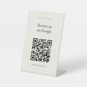 Google Review Pedestal Sign - Classic Cream