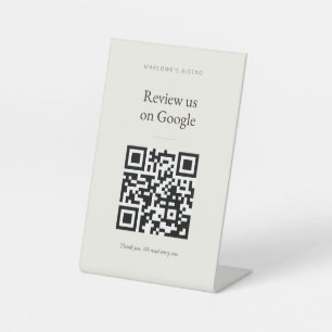 Google Review Pedestal Sign - Classic Cream