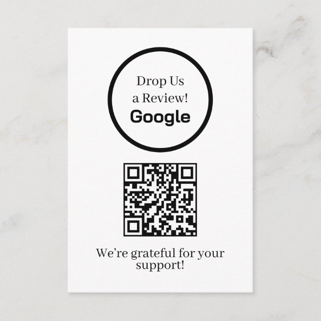 Google Review QR | Business Feedback Link Enclosure Card (Front)