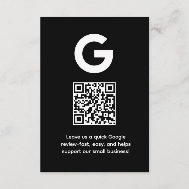 Google Review QR | Business Feedback Link Enclosure Card (Front)