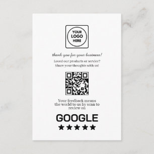 Google Review QR Business Feedback Link Enclosure Card