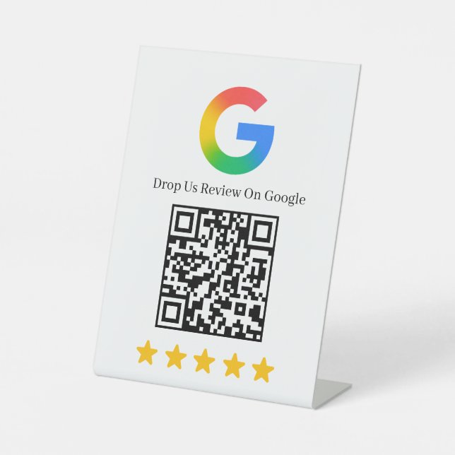 Google Review QR Business Rating Code Now Pedestal Sign (Front)