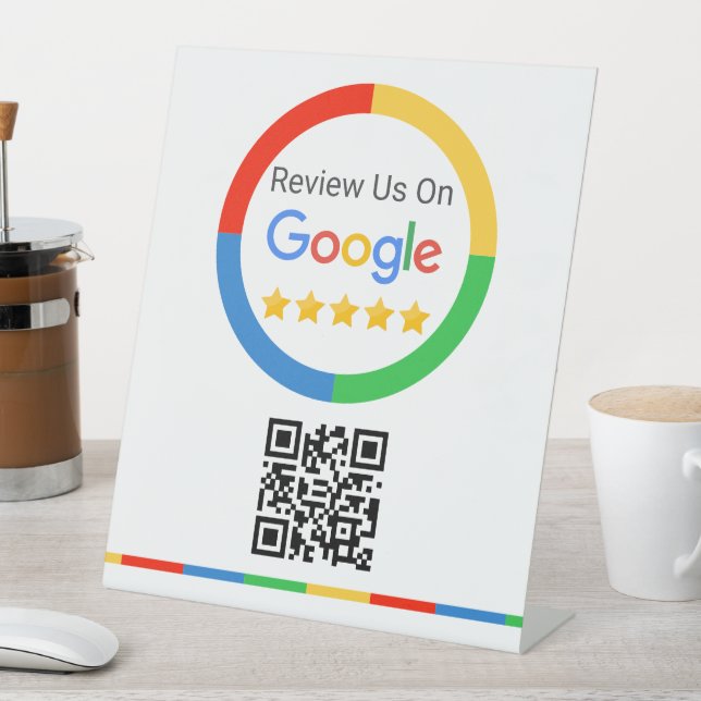 Google Review QR Code 5 Star Pedestal Sign (In SItu)