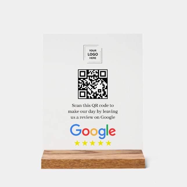 Google Review QR Code Acrylic Display Style (Front)