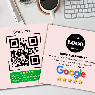 Google Review   QR Code   Blush Pink Modern  Square Business Card