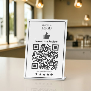 Google Review QR Code Business Logo Pedestal Sign