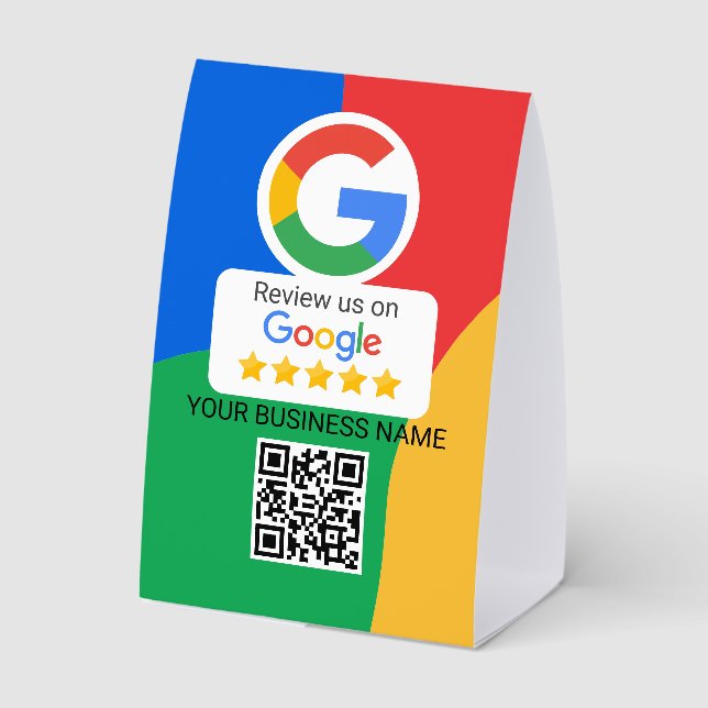Google Review QR Code Business Paper Table Tent (Back)