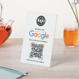 Google Review QR Code Business Personalized  Pedestal Sign