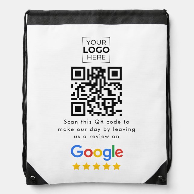 Google Review QR Code Business Review  Drawstring Bag (Front)