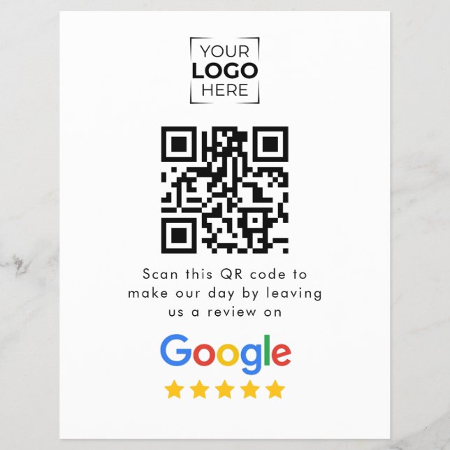 Google Review QR Code Business Review  Flyer (Front)