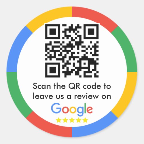 Google Review QR Code Classic Round Sticker