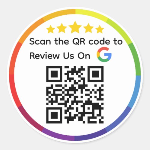 Google Review QR Code Classic Round Sticker