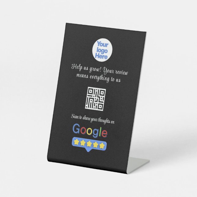 Google Review QR Code | Custom Business Feedback Pedestal Sign (Front)