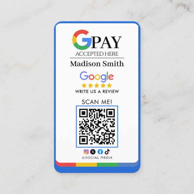 Google Review  QR Code Link  Business Card (Front)