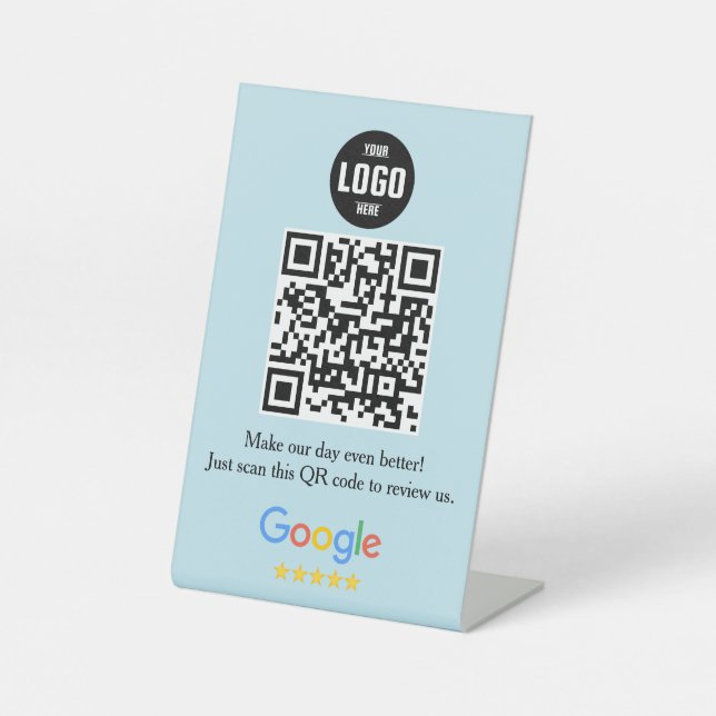 Google Review QR Code Pedestal Sign for Business (Front)