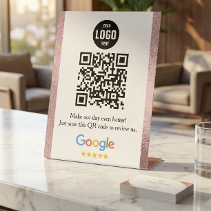 Google Review QR Code Pedestal Sign for Business