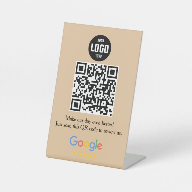 Google Review QR Code Pedestal Sign for Business (Front)