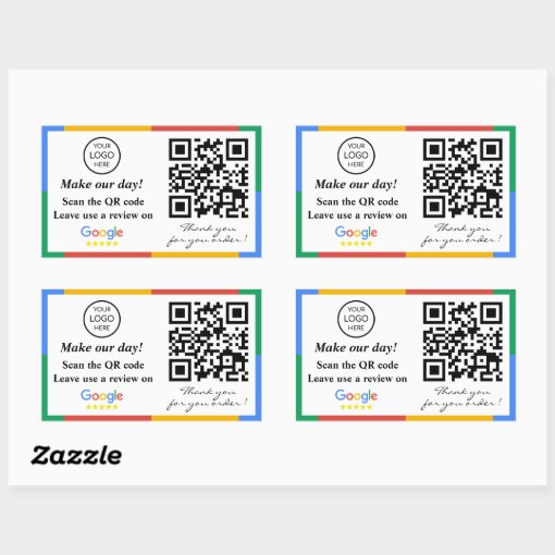 Google Review QR Code Rectangular Sticker | Zazzle
