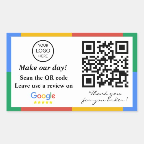 Google Review QR Code  Rectangular Sticker