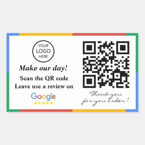 Google Review QR Code  Rectangular Sticker