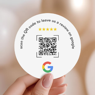Google Review QR Code Small Business Promotional Classic Round Sticker
