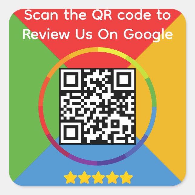 Google Review QR Code Square Sticker (Front)