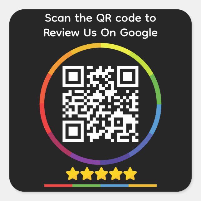 Google Review QR Code Square Sticker (Front)