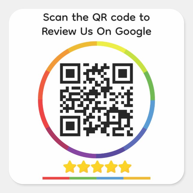 Google Review QR Code Square Sticker (Front)