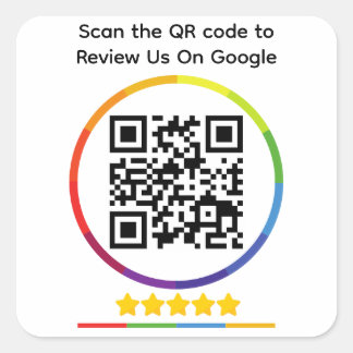 Google Review QR Code Square Sticker