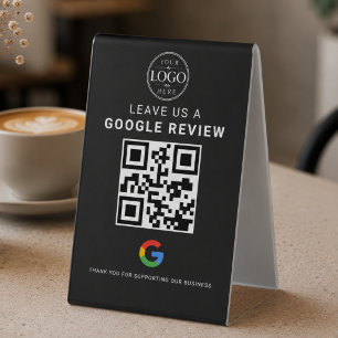 Google Review QR Display Black Table Tent