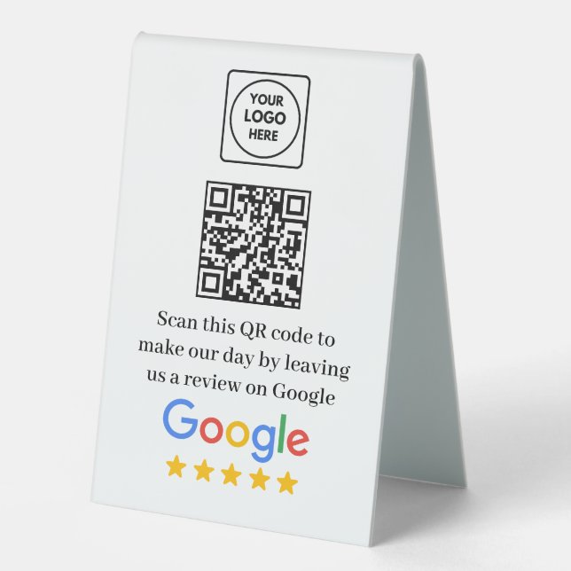 Google Review QR Rating Display Stand Table Tent (Front)