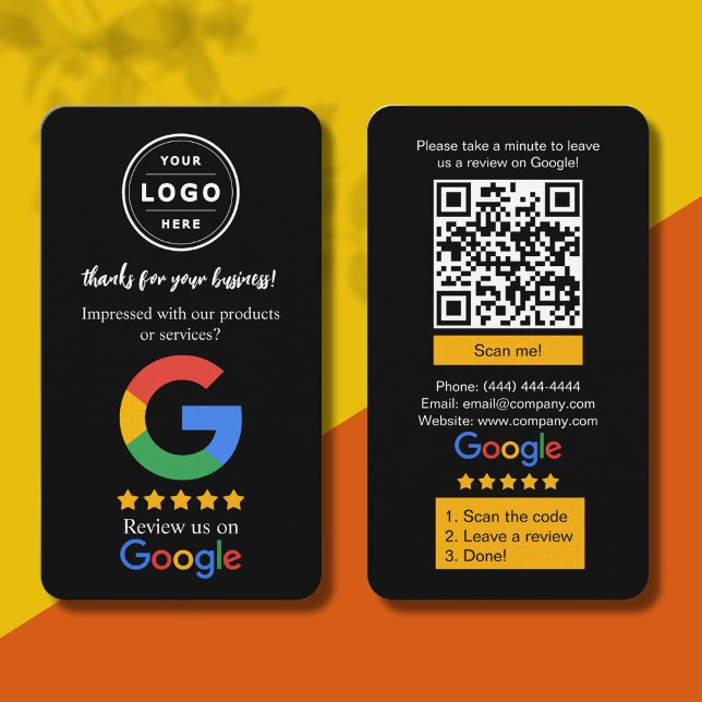Google Review Request Card  with Logo and QR Code (5 Star Google Reviews)