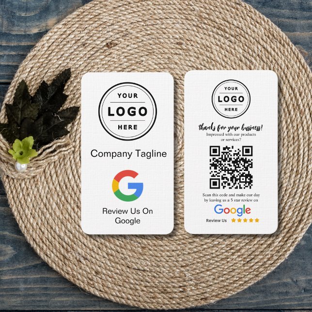 Google Review Request Card  with Logo and QR Code (Google Review request, grow your business with 5 star reviews)