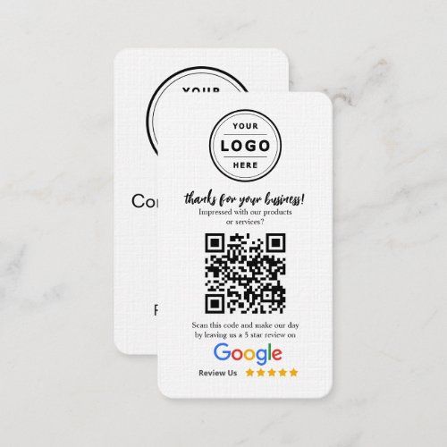Google Review Request Card  with Logo and QR Code