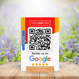 Google Review Request Card with Logo and QR Code Holder