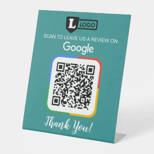 Google Review Request Card with Logo and QR Code Pedestal Sign