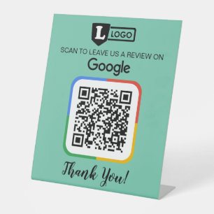 Google Review Request Card with Logo and QR Code Pedestal Sign